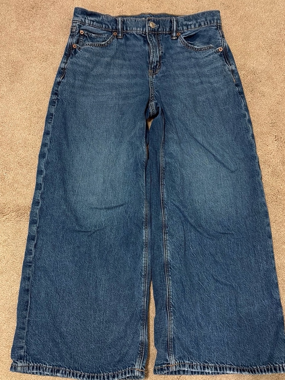 American Eagle Outfitters Wide-Leg Denim Jeans in Dark Blue Wash